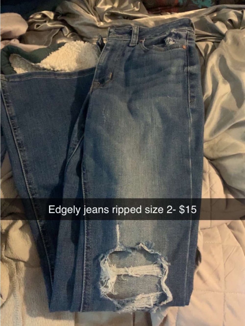 edge Women's Bootcut Ripped Denim Jeans - Mid Blue